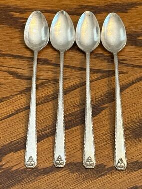 Oneida BORDEAUX Silverplate Prestige Flatware 4 Iced Tea Spoons 7 1/2” Read